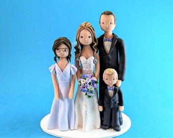 Custom Handmade Family Wedding Cake Topper - By MUDCARDS
