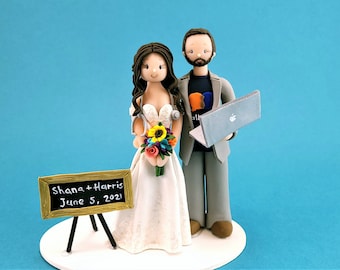 Doctor & Computer Engineer Customized Wedding Cake Topper - By MUDCARDS