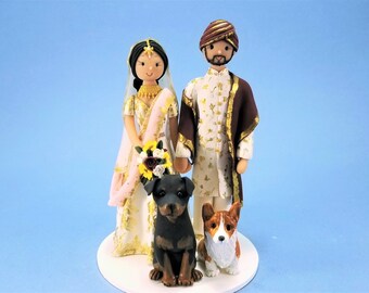 Traditional Ethnic Wedding Cake Topper - Customized By MUDCARDS