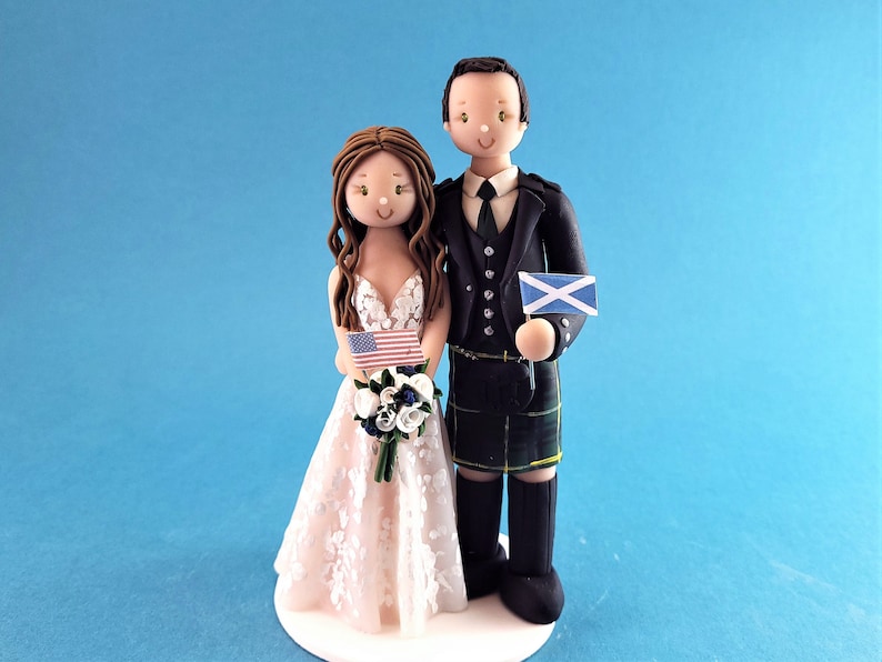 American Bride & Scottish Groom Customized Wedding Cake Topper - by ...