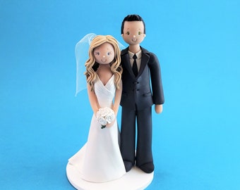 Personalized Bride & Groom Traditional Wedding Cake Topper - By MUDCARDS