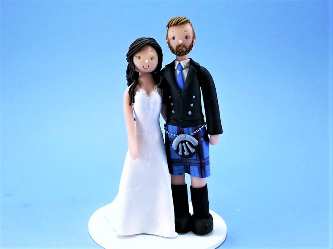 Bride & Groom Customized Scottish Wedding Cake Topper - by MUDCARDS - Etsy