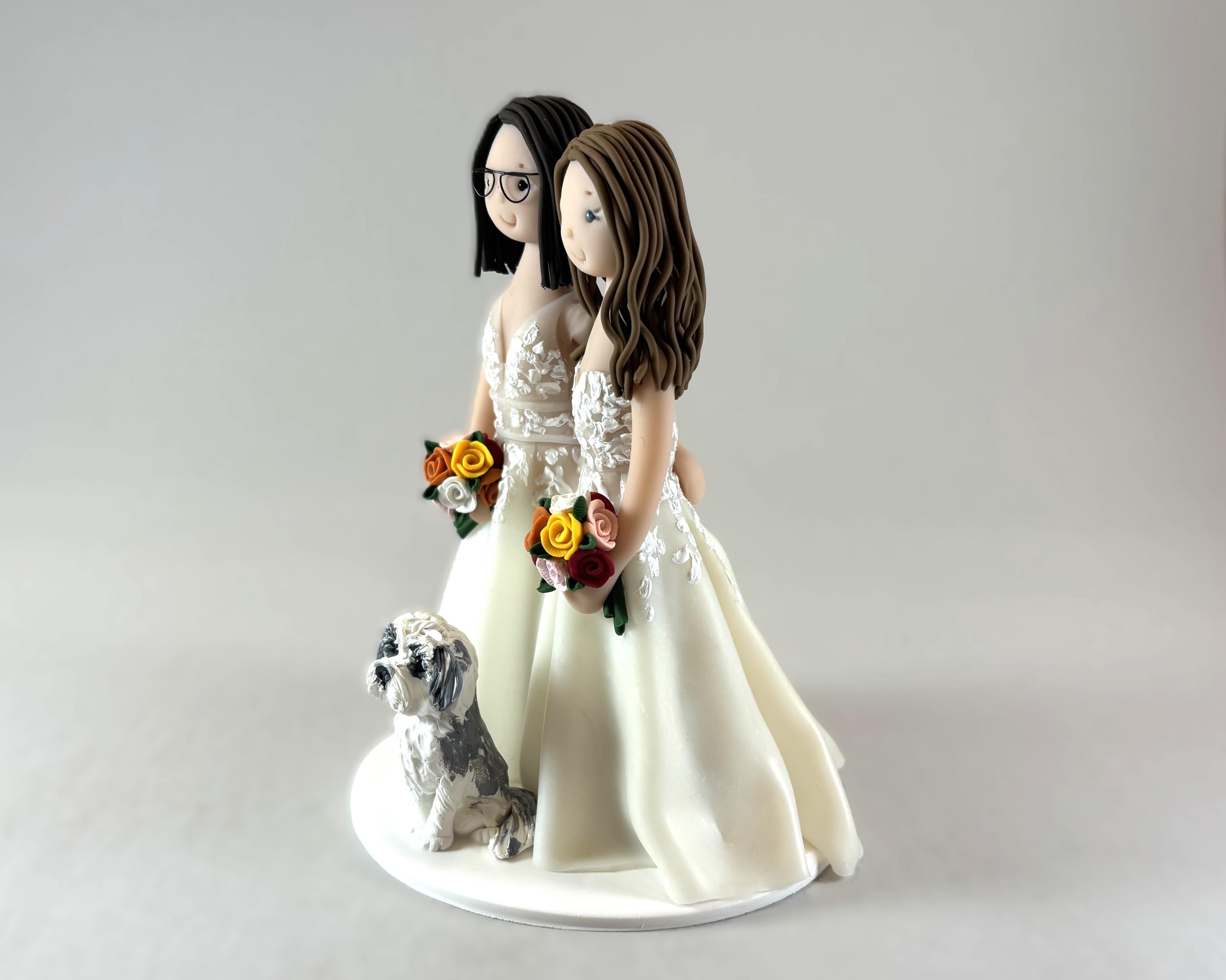Same Sex Wedding Cake Topper, Custom Lesbian Brides Wedding Figurines ...