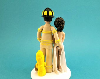 Firefighter & Sexy Bride Customized Wedding Cake Topper - By MUDCARDS