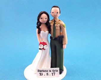 Topper per torta nuziale personalizzato per sposa e sposo, vice sceriffo - di MUDCARDS