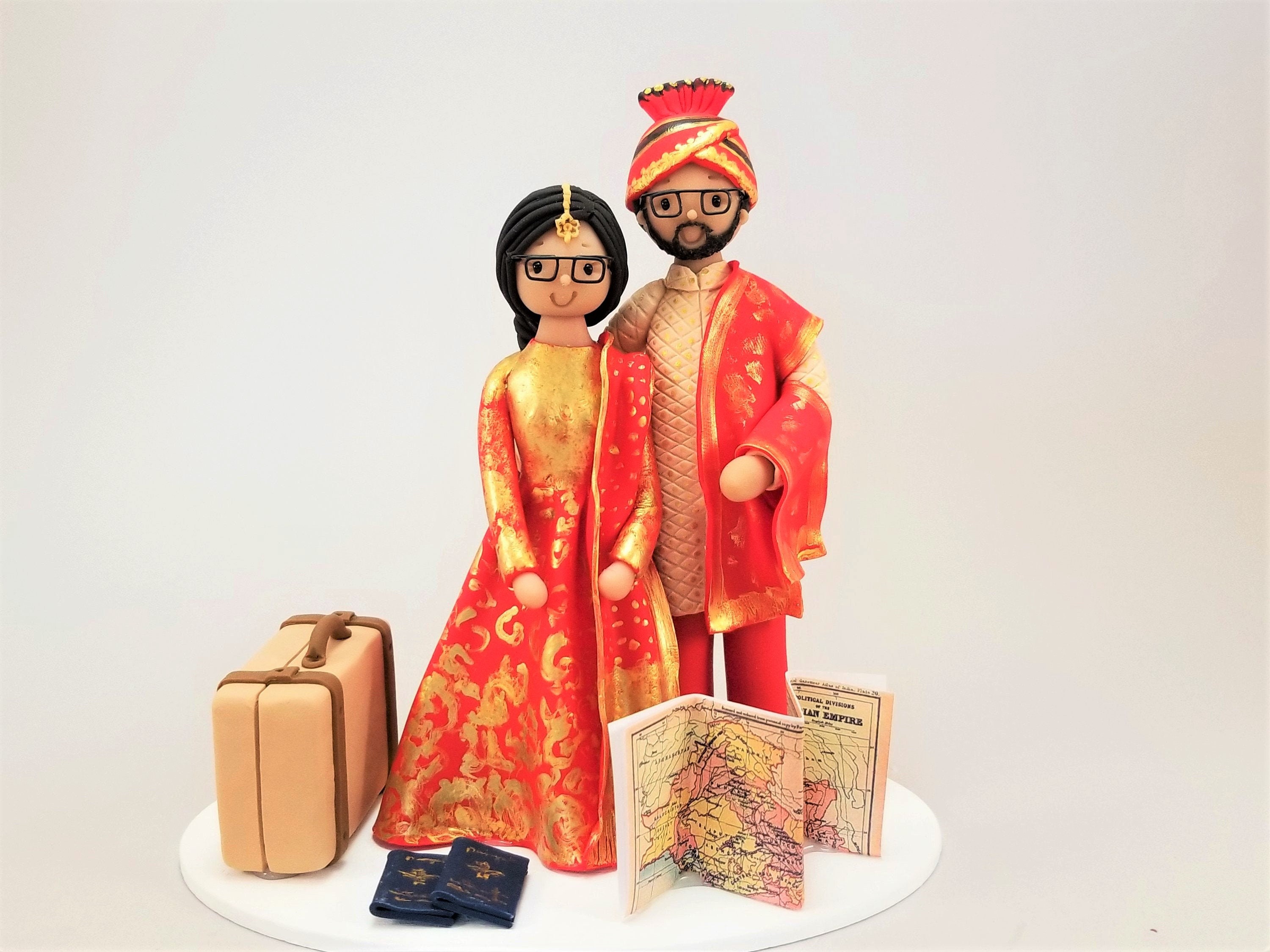 Indian Bride & Groom wedding cake topper. Handmade & totally personalised  to loo… | Wedding gifts for bride and groom, Wedding gifts for bride, Indian  wedding cakes