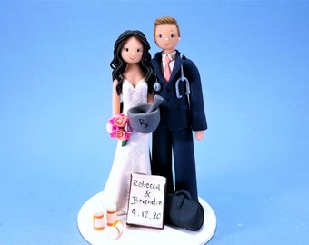 Doctor & Pharmacist Personalized Wedding Cake Topper - By MUDCARDS