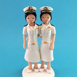 Navy Officers Personalized Same Sex Wedding Cake Topper - By MUDCARDS