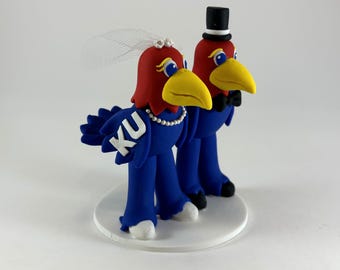 Jayhawks Wedding Cake Topper, Custom Jayhawks Wedding figurines, Mascot Topper, Graduation Gift