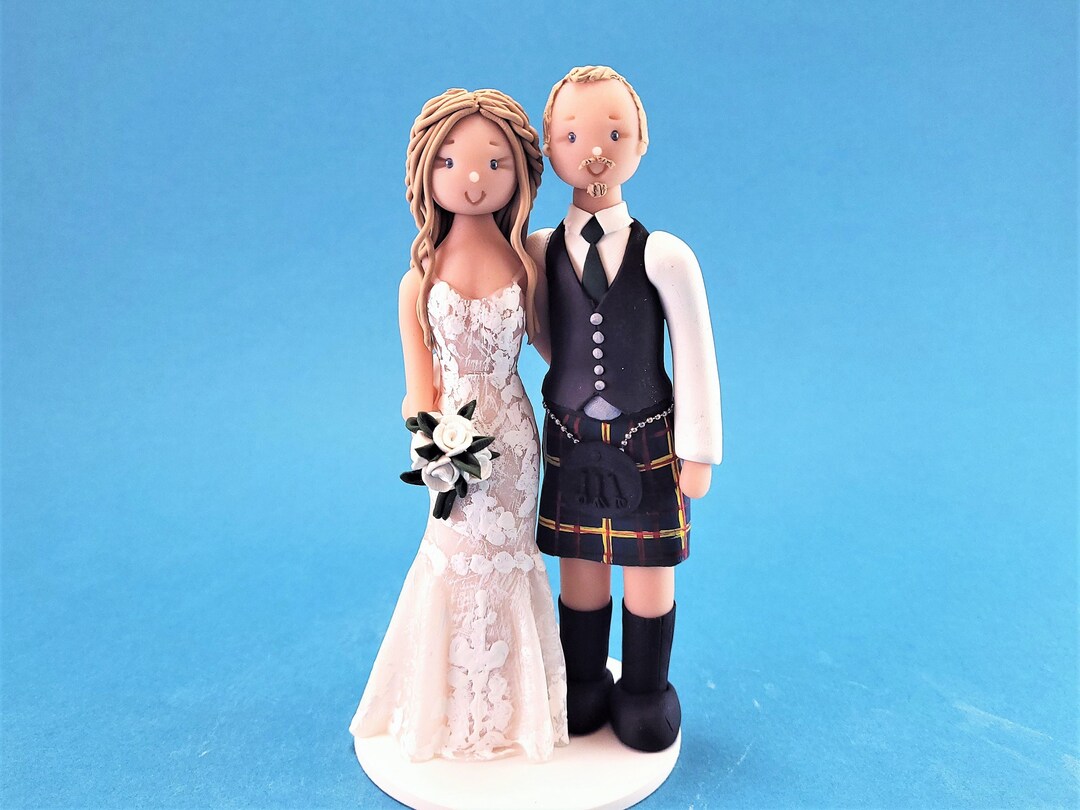 Bride & Groom Customized Scottish Wedding Cake Topper - by MUDCARDS - Etsy