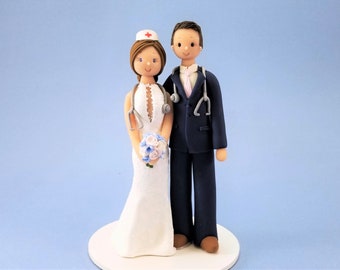 Doctor & Nurse Personalized Wedding Cake Topper By MUDCARDS