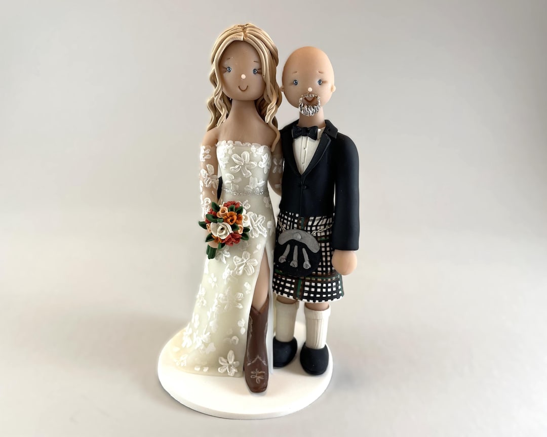 Personalized Wedding Cake Topper - Scottish Bride and Groom Wedding - Etsy