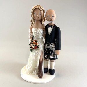 Personalized wedding cake topper - Scottish bride and groom wedding