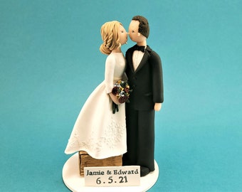 Short Bride & Tall Groom Customized Wedding Cake Topper - By MUDCARDS