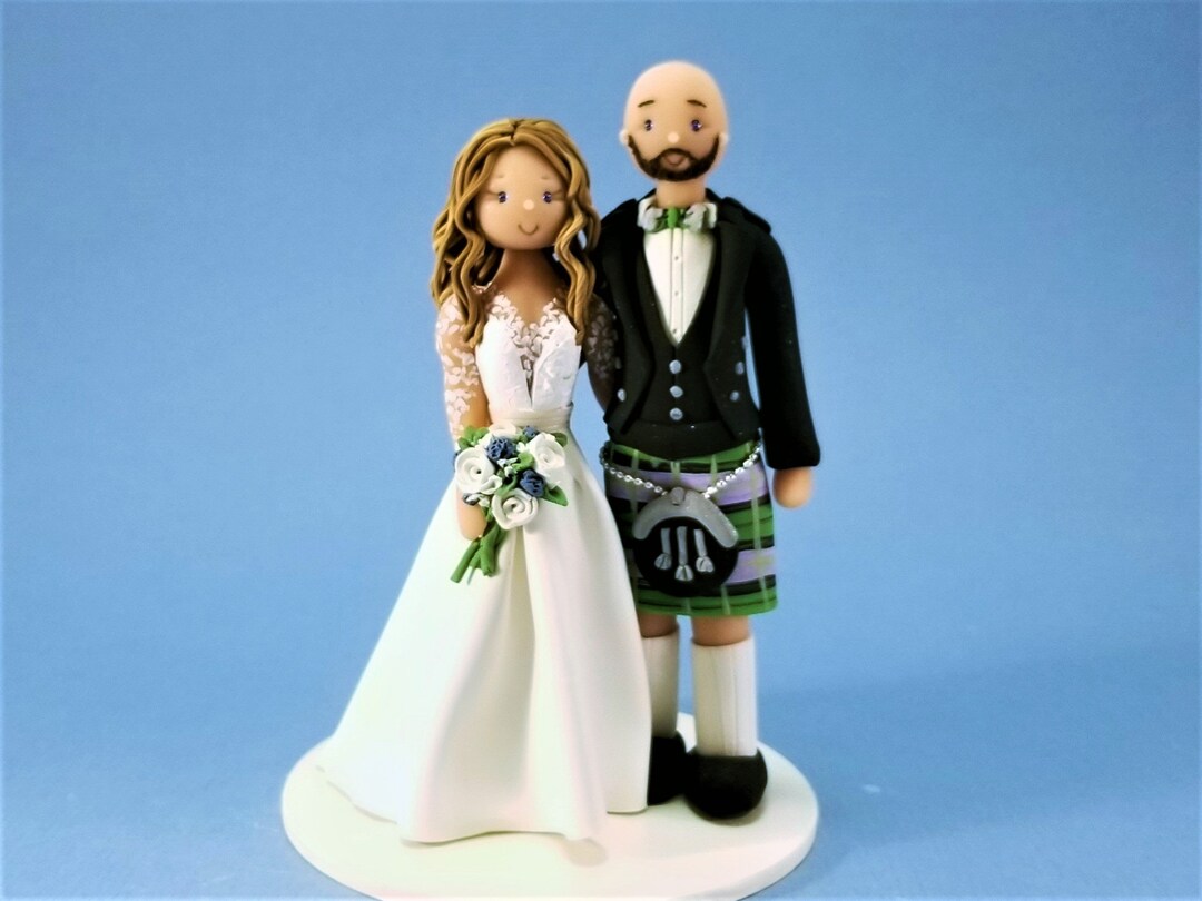 Bride & Groom Custom Handmade Scottish Wedding Cake Topper - Etsy
