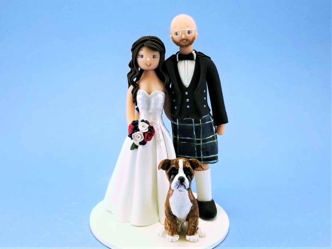 Bride & Groom Customized Scottish Wedding Cake Topper by - Etsy