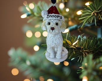 Dog Ornament, Christmas Gift for Dog lovers, Clay Dog Figurine, 3d pet ornament