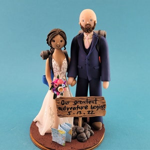 Bride & Groom Personalized Backpackers/Hiking Theme Wedding Cake Topper - By MUDCARDS