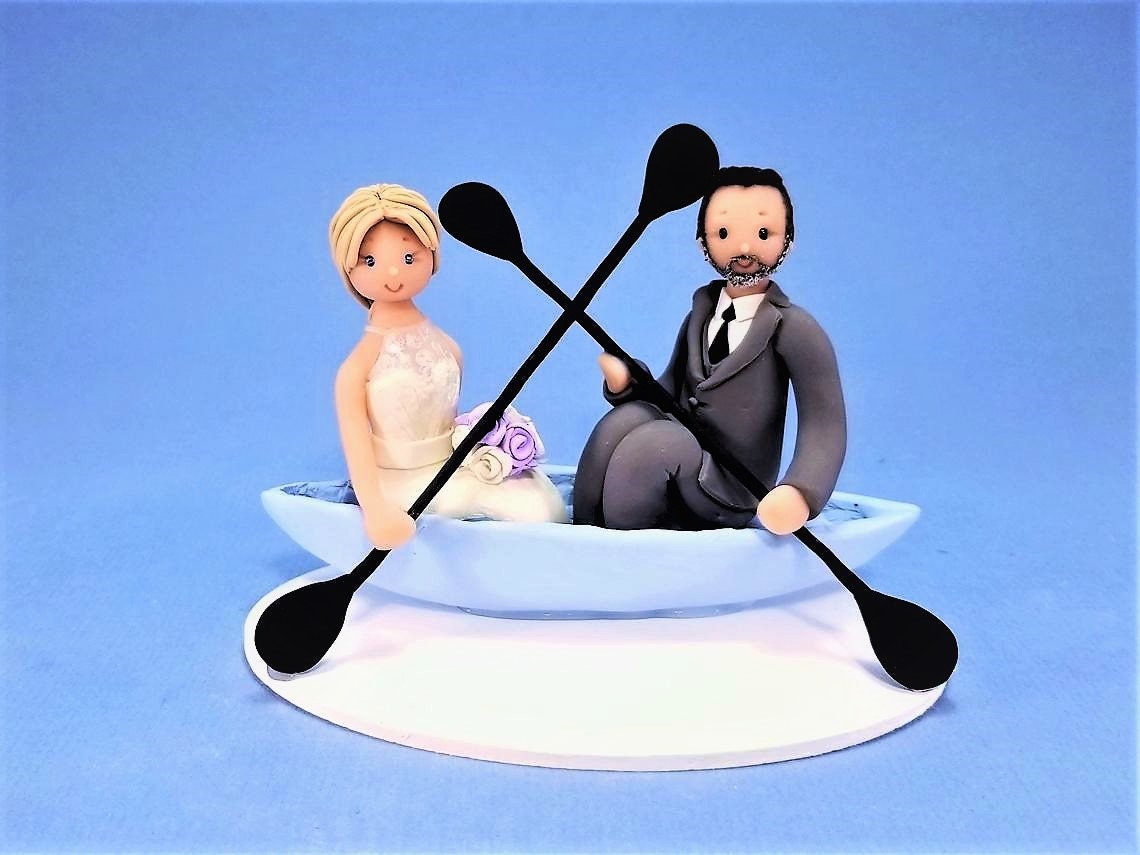 Bride & Groom on a Kayak Customized Wedding Cake Topper By Etsy