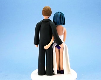 Bride & Groom Personalized Sexy Pose Wedding Cake Topper - By MUDCARDS