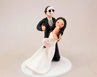 Topper na tort weselny inspirowany filmem grozy topper na tort halloweenowy - spersonalizowany przez Mudcards