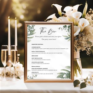 Personalized Wedding Bar Sign, His and Hers Signature Drinks Sign, Signature Drinks Menu, Sage Green Wedding Bar Sign, Bar Menu, GR001