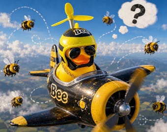 Rubber Duck With Bee Themed Helmet & Propeller