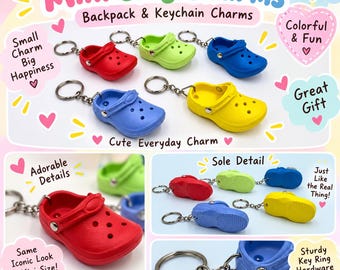 Colorful Rubber Croc Keychain | Backpack Charm | Silver | Clog