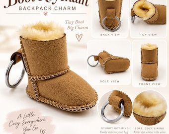 Light Brown Suede Boot Keychain | Backpack Charm | Faux