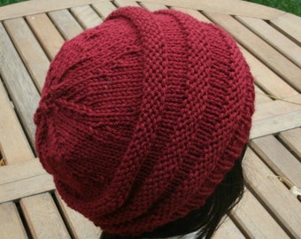 Knit Hat, Hand Knit Hat, 3 Rib in Cranberry, Knit Accessories, Winter Hat, Fall Fashion, Cranberry Hat, Winter Accessories, Knit Beanie