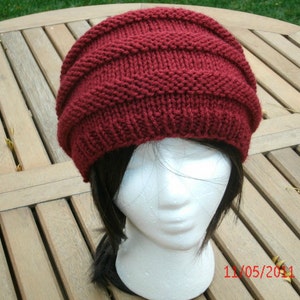 Knit Hat, Hand Knit Hat, 3 Rib in Cranberry, Knit Accessories, Winter Hat, Fall Fashion, Cranberry Hat, Winter Accessories, Knit Beanie image 2