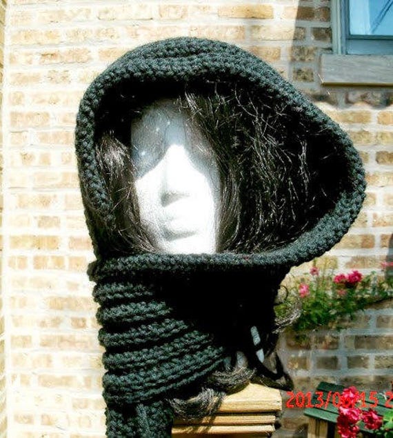 Margarines hooded scarf マフラー black Margarines hooded