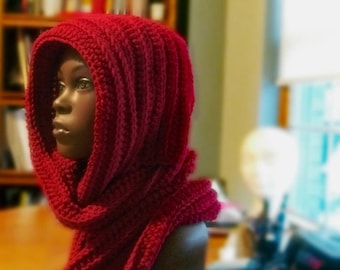 Hooded Scarf Bundle, Knit Hooded Scarf, Crochet Hooded Scarf, Winter Scarf, Winter Hood, Gift for Him, Gift For her, Hooded Cowl