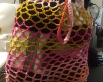 Sofortiger Download - Aqua Market Tote Häkelanleitung - mittlere Häkelanleitung für Farmer's Market Bag - Do It Yourself Netztasche häkeln