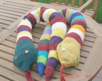 Hand Knit Toy - Knit Stuffed Snake - Children's Toy Stuffed Animal - Toy snake