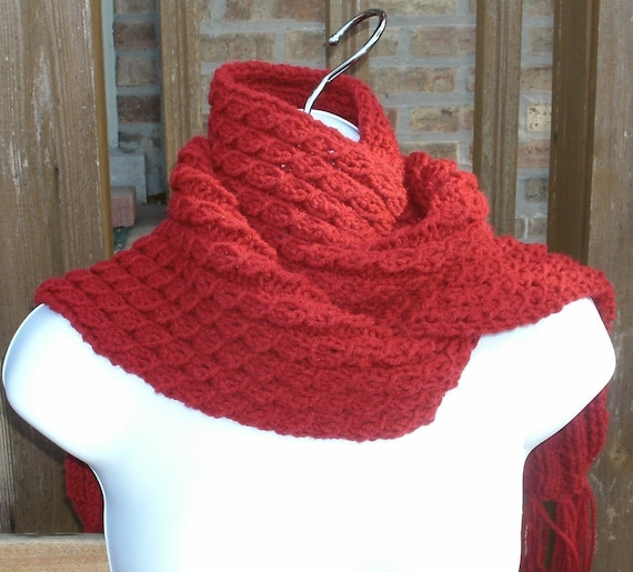 Hand Knit Cabled Scarf in Cranberry - Mr. Tumnus Cosplay Costume