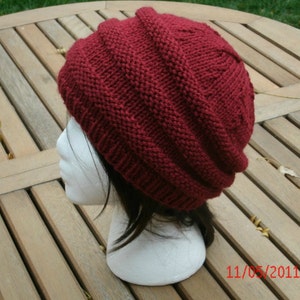 Knit Hat, Hand Knit Hat, 3 Rib in Cranberry, Knit Accessories, Winter Hat, Fall Fashion, Cranberry Hat, Winter Accessories, Knit Beanie image 4