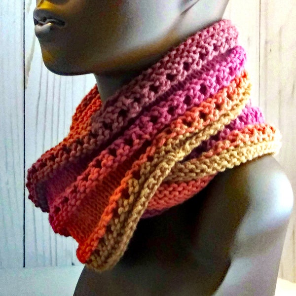 Instant Download Knitted Scarf Pattern - The Lace Infinity Scarf Beginner Patten - Knitted Accessories for Women - Gifts Under 5