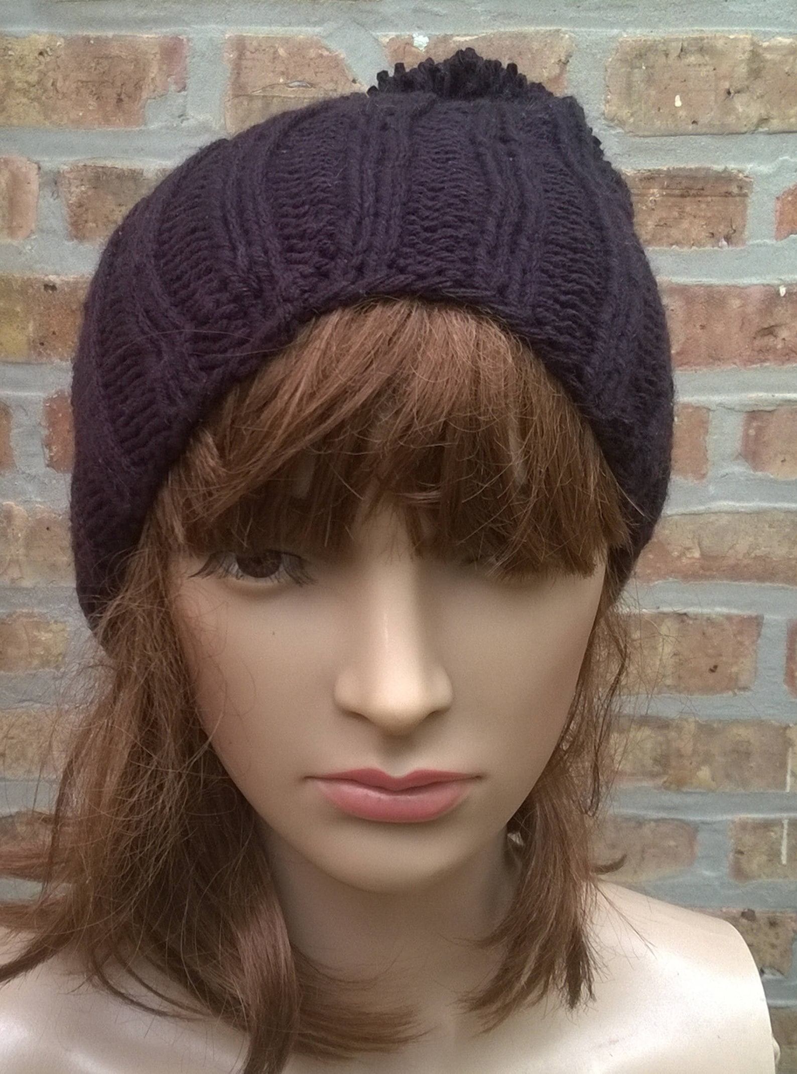 Knit Hat Hand Knit Hat Black Knit Hat Knit Beanie Slouchy Etsy