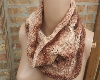 Ready to Ship - Shale Cowl in Brown Glitz - Fall Accessories -Knit Accessories for Women - Gifts Under 25