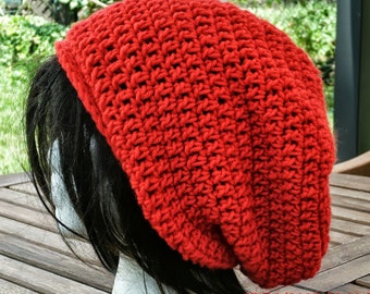 Womens Hand Knit Hat in Red - The Eden Slouchy Cap in Red - Gifts for Her Under 25 - Fall and Spring Knit Accessories for Women