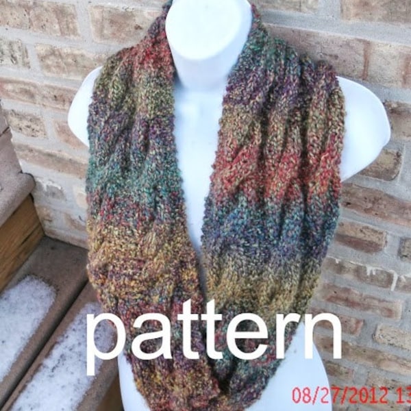 Knit Pattern - INSTANT DOWNLOAD - Infinity Cable Scarf by designbcb -PDF Pattern, Knit Accessories