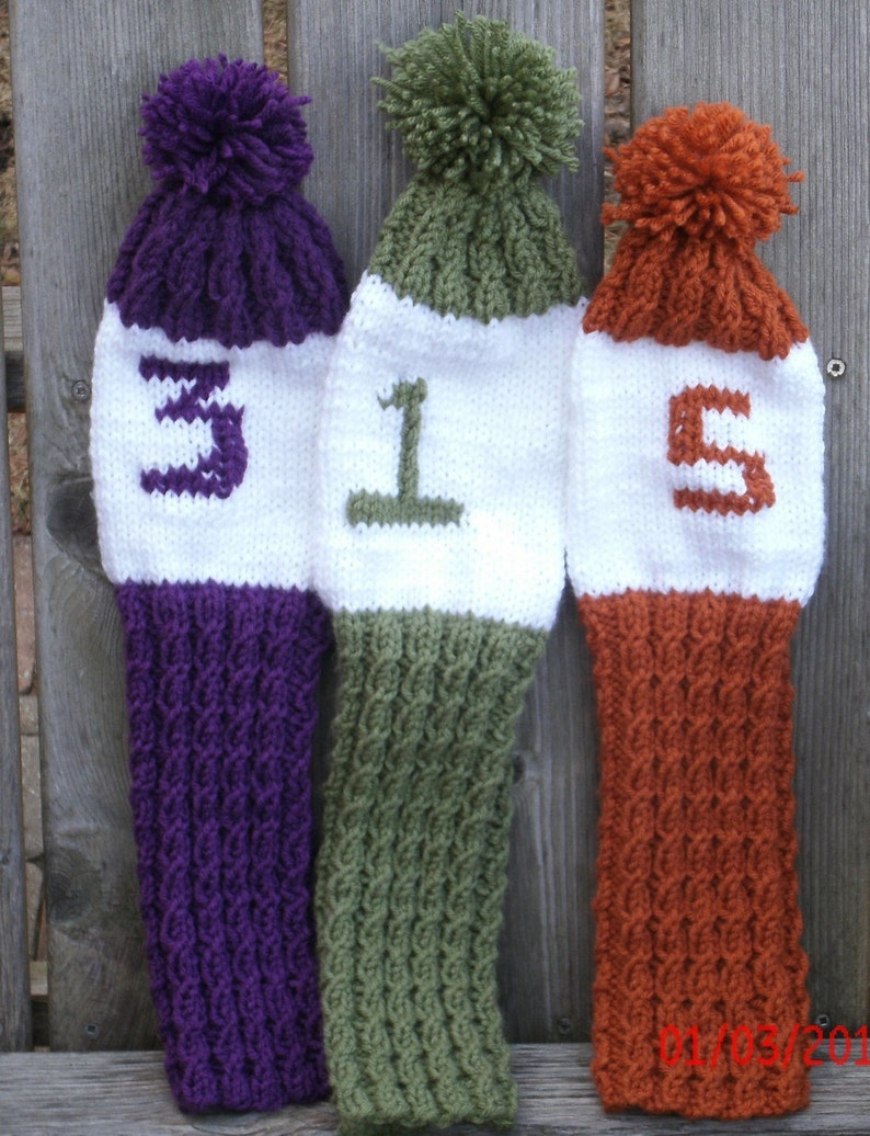 Knitted Golf Club Covers Golf Club Covers Golf club cover Etsy