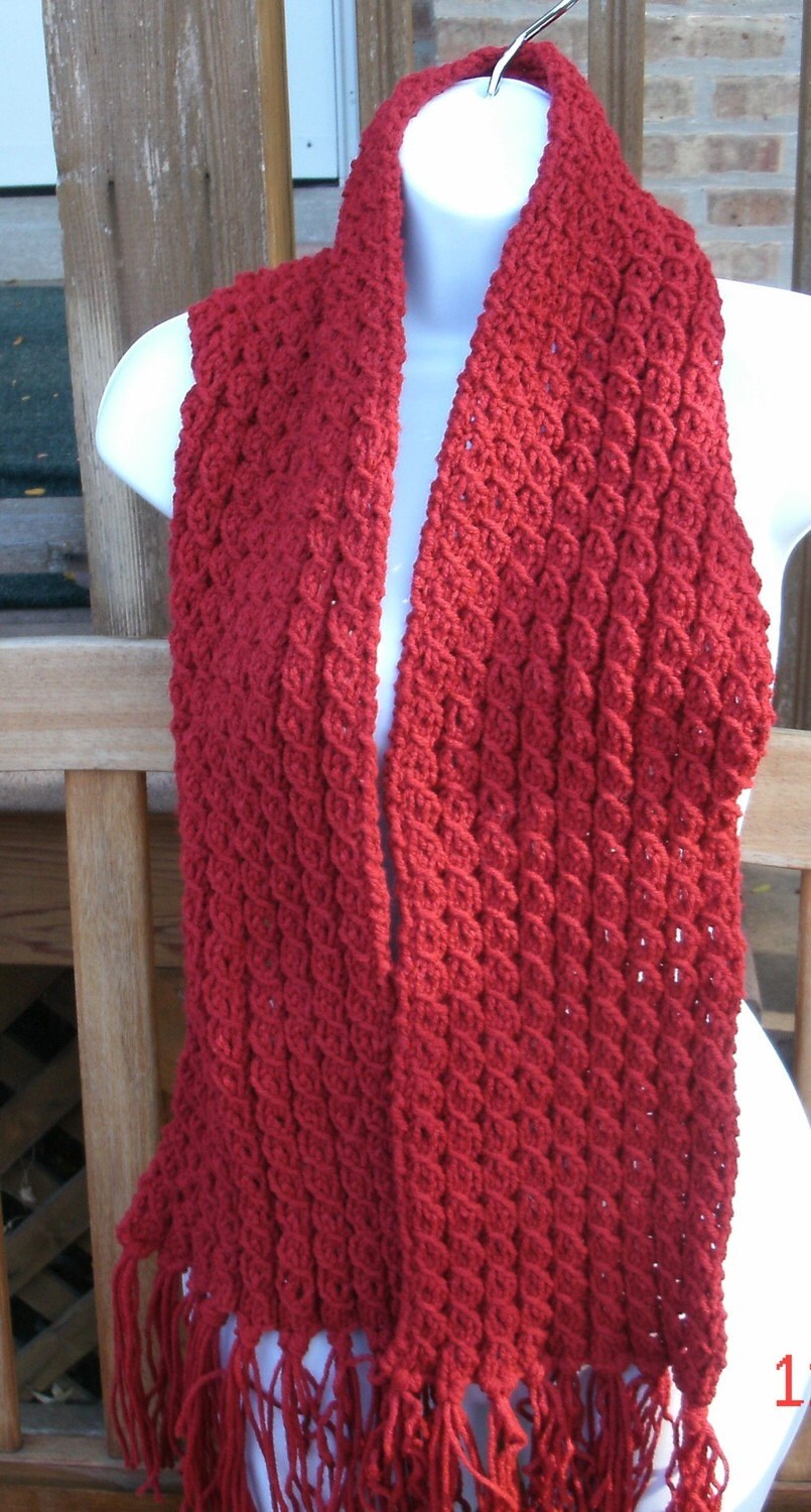 Hand Knit Cabled Scarf in Cranberry - Mr. Tumnus Cosplay Costume