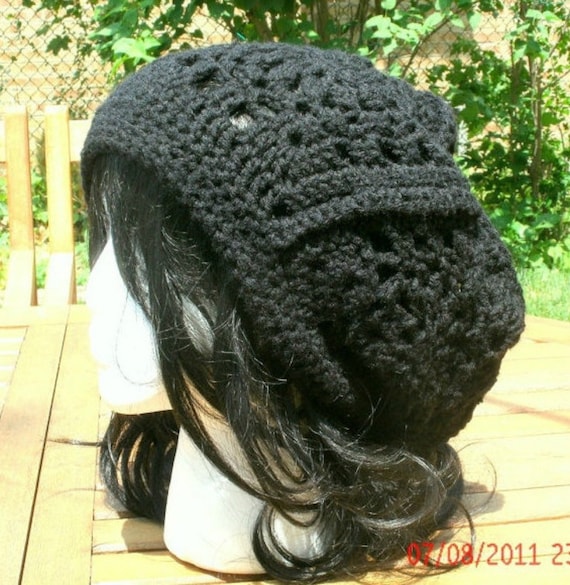 Womens Slouchy Hat in Black - Granny Square Slouchy Hat  display picture 1