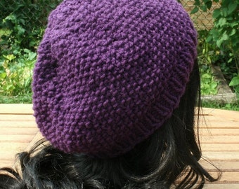 The Preppie Slouchy Hat, Womens Knit Accessories, Purple Slouchy Beanie for Women, Gifts for her Under 30