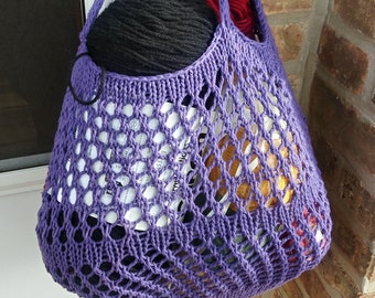 Instant Download Farmer's Market Bag Knit Pattern, DIY Knit Project, Intermediate Knitting Pattern