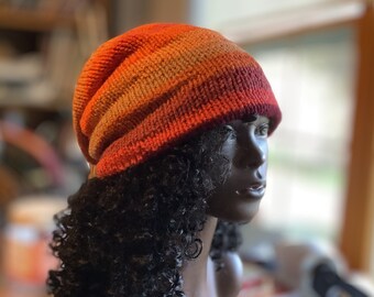 Unisex Winter Hat - Handmade knit Hat - Double Knit Reversible Hat - Winter Hat Women - Winter Hat Men - Hand Knit Beanie - Knit Slouchy Hat