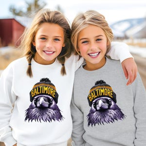 Baltimore Youth Sweatshirt, Kids Crewneck for Baltimore Fans, Gift Idea for Boys & Girls, Game Day Apparel, Baltimore Kids Fan Gift