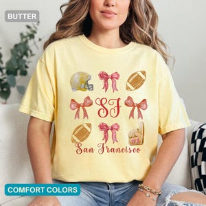 Comfort Colors San Francisco Shirt, Vintage Football T-Shirt, Game Day Coquette Bow Tee, San Francisco Football Shirt, Gift Idea for Women